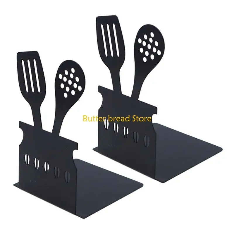 W89C Black Metal Bookends Desk Book Organiser Rustproof For Notebook Magazine Folder