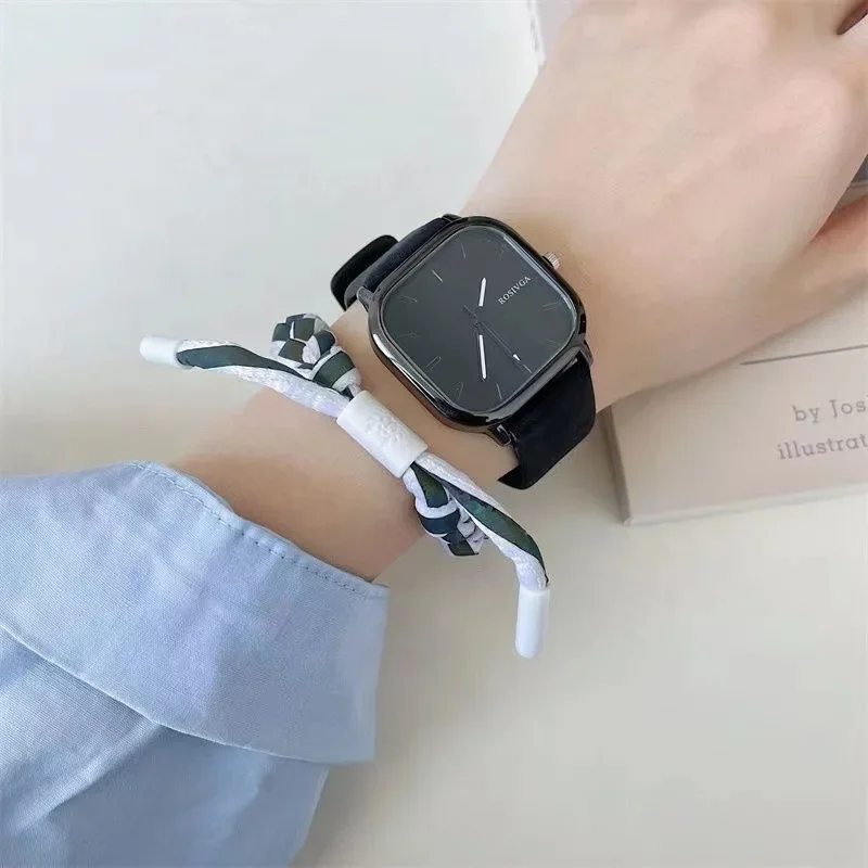 Simple Square Quartz Watch Men Women Luxury Imitation PU Leather Casual Ladies Couple Wristwatch Часы Женские Relojes Para Mujer