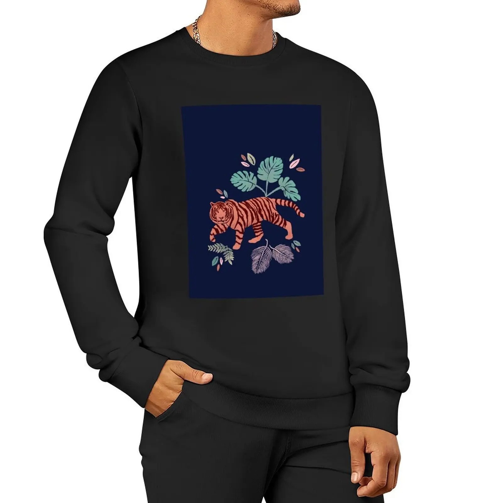 Tropical Jungle Tiger Pullover Hoodie men's clothes men wear new sweatshirts