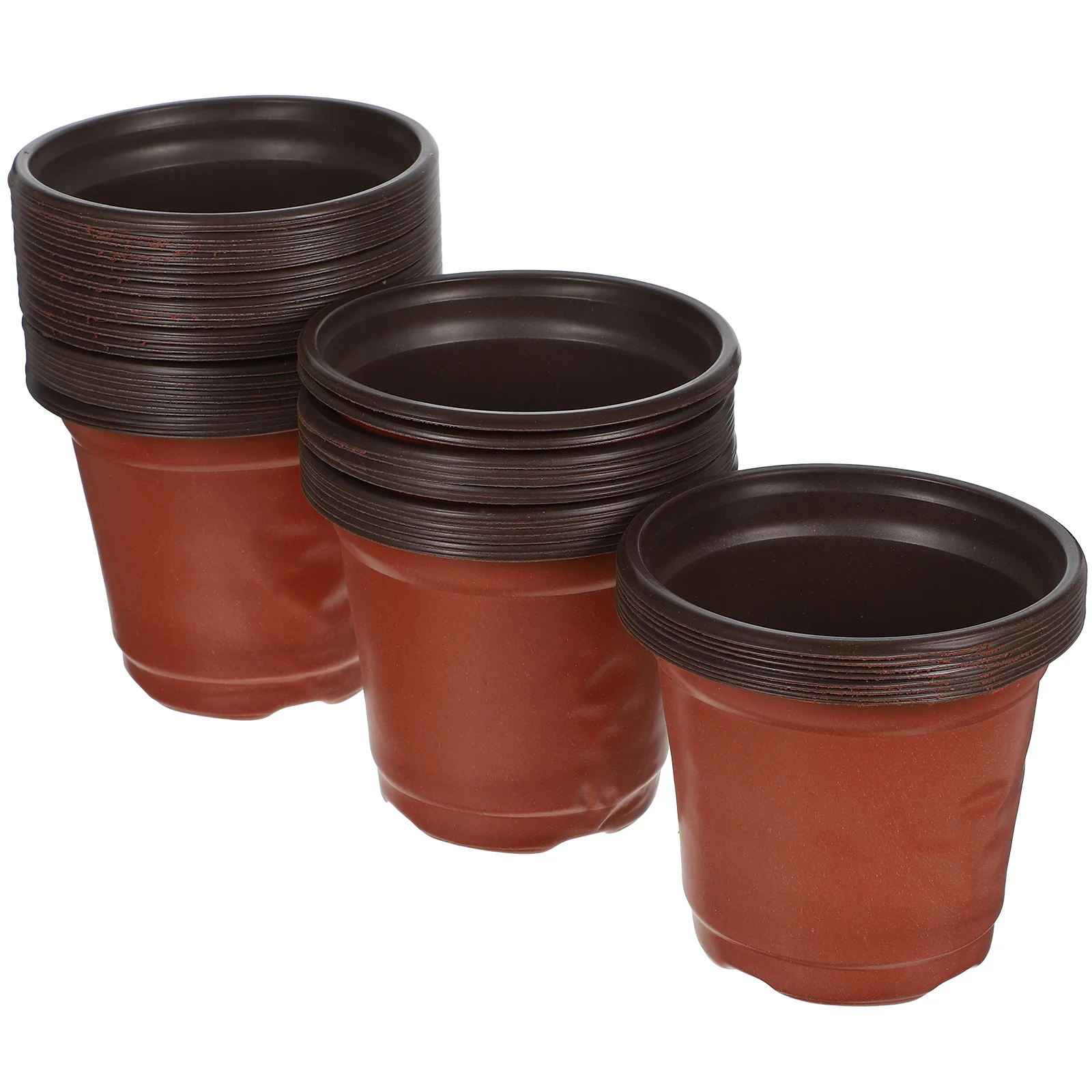 

50pcs Plastic Flower Pots Small Planter Nursery Brown Starting Container Indoor Decor Breathable Bottom Gardening Desk Bookshelf