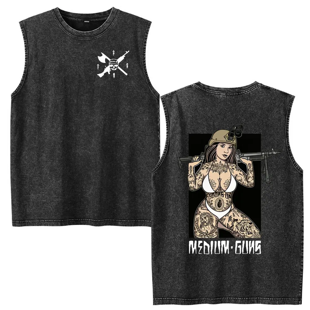 Forward Observations Group Skeleton Vintage Washed Vest T-Shirt Herren Damen Kleidung Lose ärmellose Tanktops T-Shirt Streetwear – Detail 2
