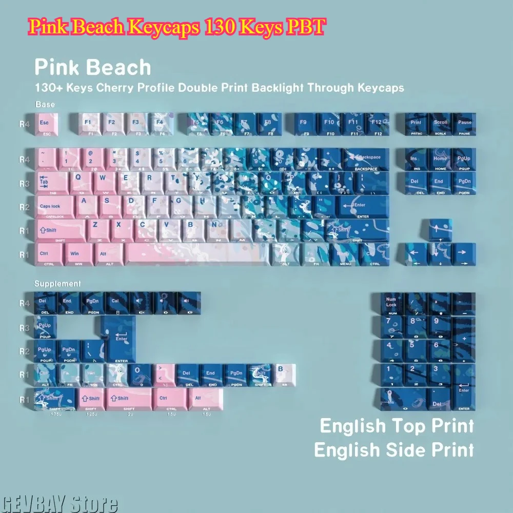 pink-beach-keycaps-130-keys-pbt-sublimation-en-kr-fr-de-es-jp-double-print-side-backlit-for-gaming-mechanical-keyboard