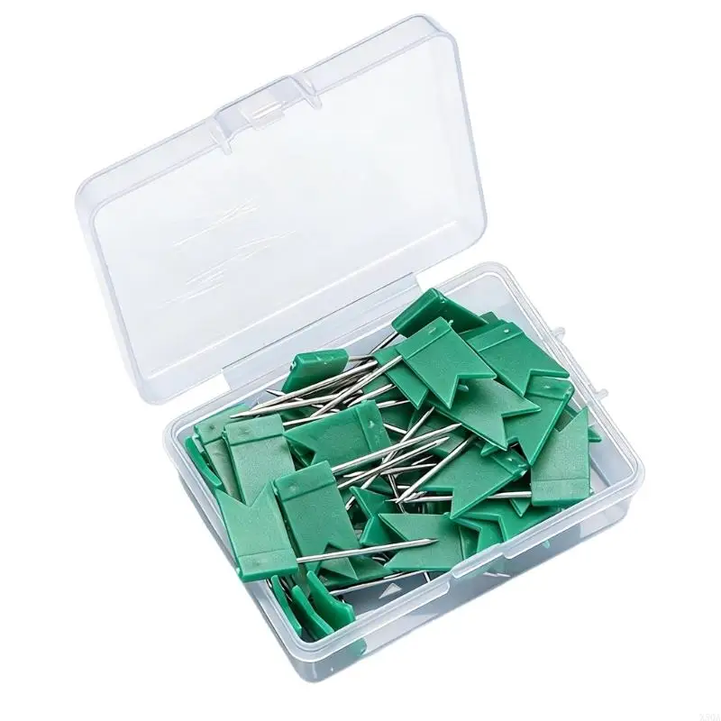 Set of 100 Colorful Flag Shaped Push Pins Set Assorted Color Thumbtacks For Wall Maps Cork Boards And Offices Displays 