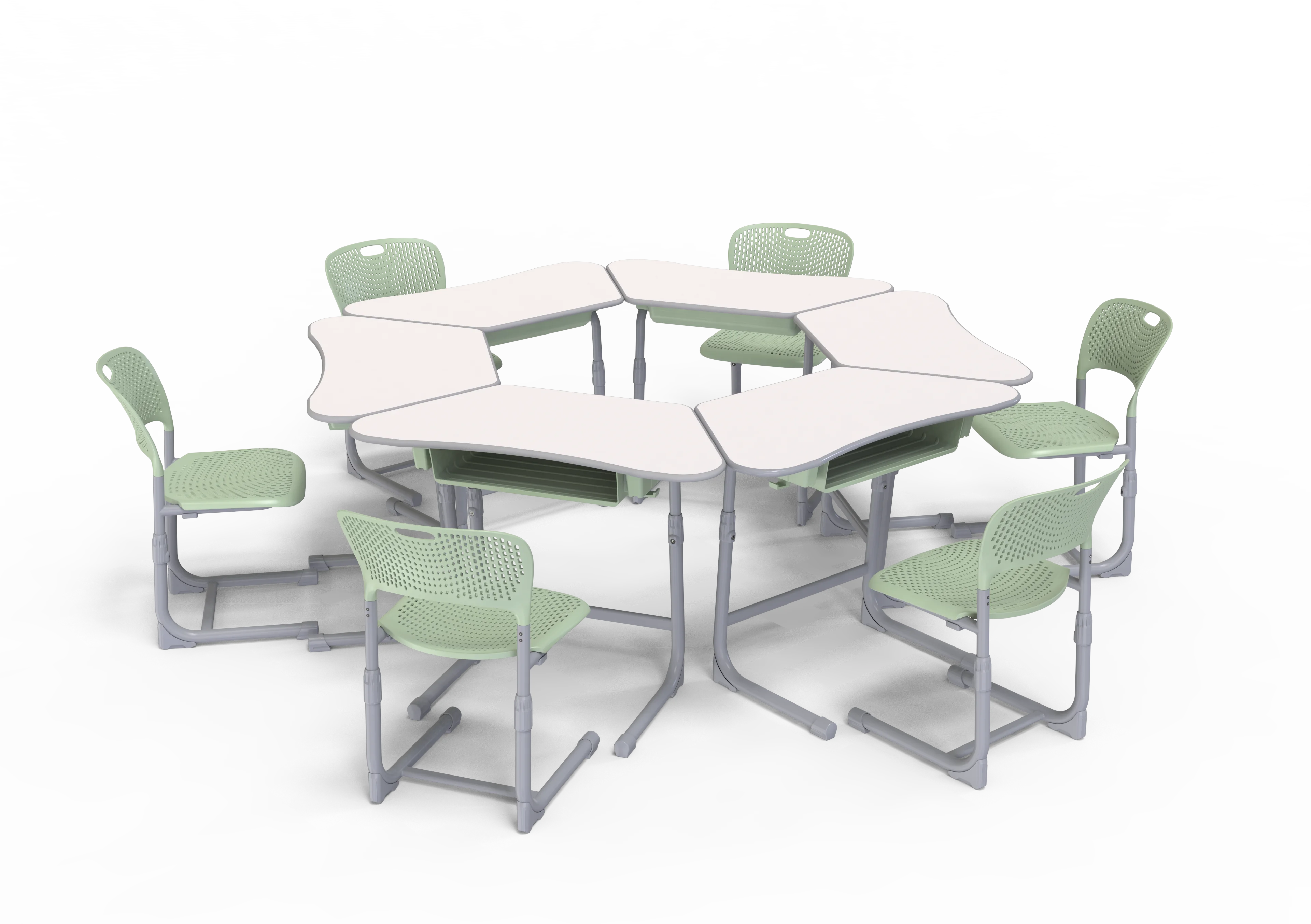 Muebles de aula de plástico para estudiantes, escritorio y silla para escuela primaria, mesa de estudio con sillas individuales