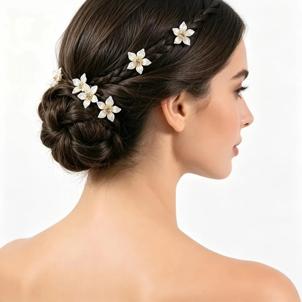 Mini white hair clip, mini rhinestone hair clip, Bohemian braid hair accessory, fairy wedding bride hair accessory, girl