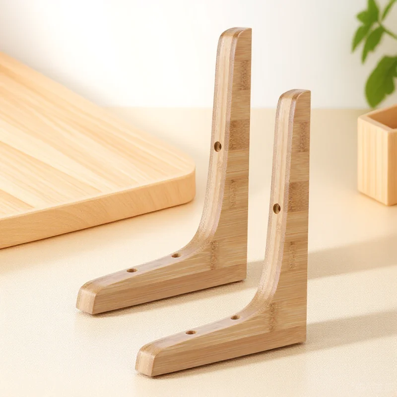 2Pcs Bamboo Shelf Support Bracket Triangle Floating Wall Mounted for Shelves Potted Plants Display Bamboo Shelf Bracket