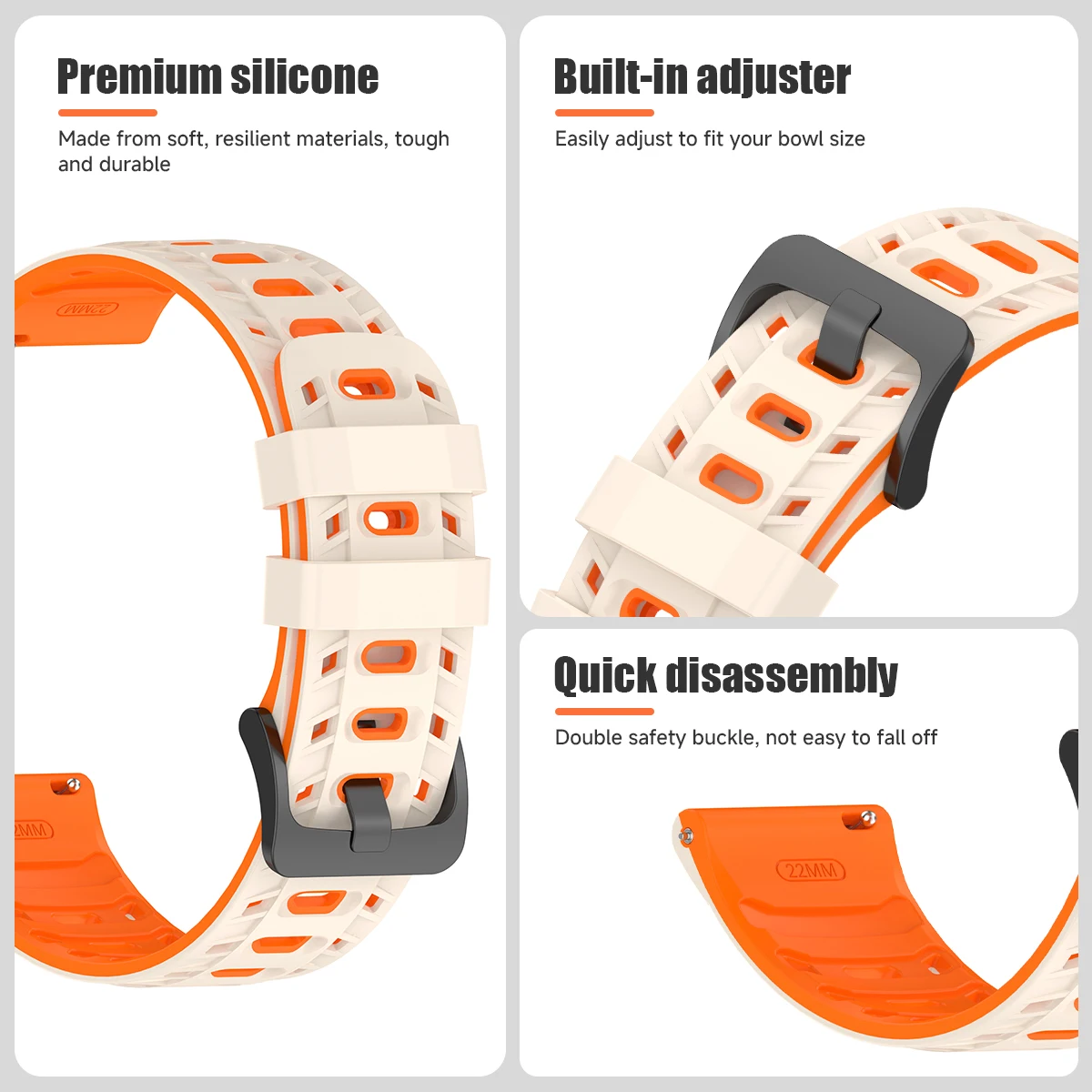 22mm Silicone Band for Garmin Forerunner 265 255 570 47mm Watch Strap for Garmin Venu 4 3 2/Vivoactive 4/265 255 Sports Bracelet