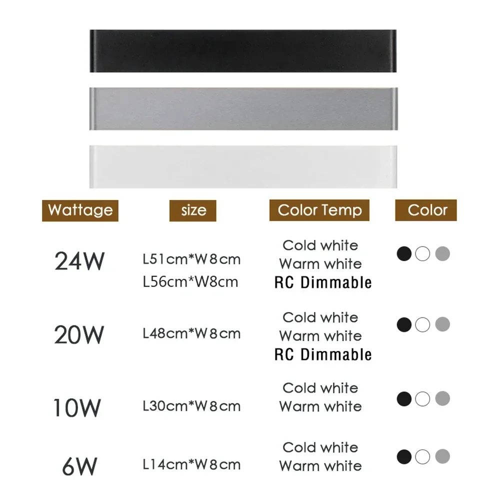 Modern LED Wall Lamp Dimmable 110/220V Indoor Light Fixture  Sconces Stair Bedroom Bedside Living Room Home Hallway Lighting