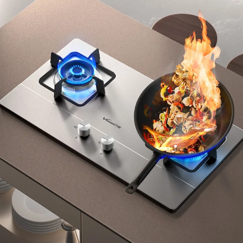 Powerful 5.0kW Household Gas Cooktop with Dual Burner and Stainless Steel Panel B7B53