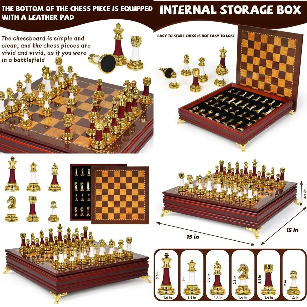 

Большой набор шахмат: утяжеленные кусочки цинкового сплава и акрила на деревянной доске — классическая игра для всех возрастов