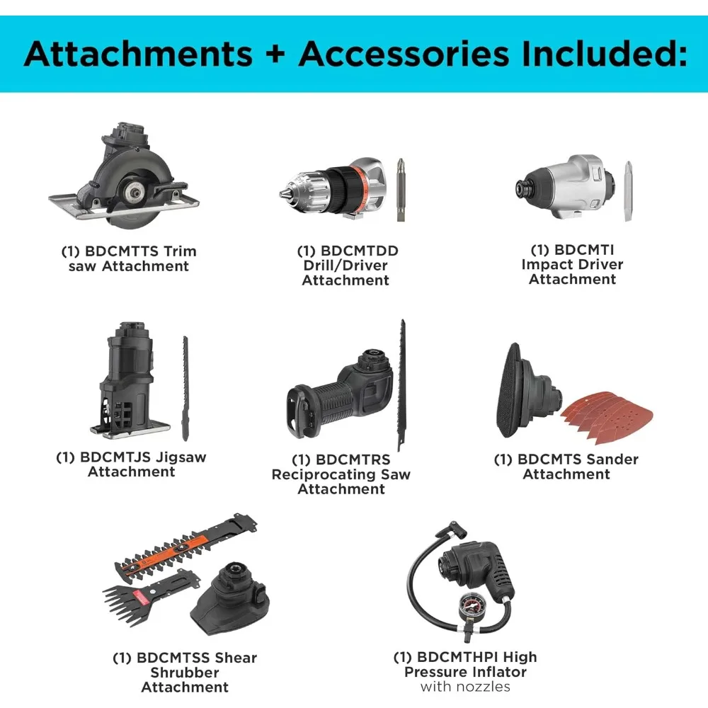 Imagem -02 - Matrix-kit de Ferramentas com Estojo de Armazenamento 20v Max Inclui Broca sem Fio 12 Anexos Bdcdmt1212kitc1