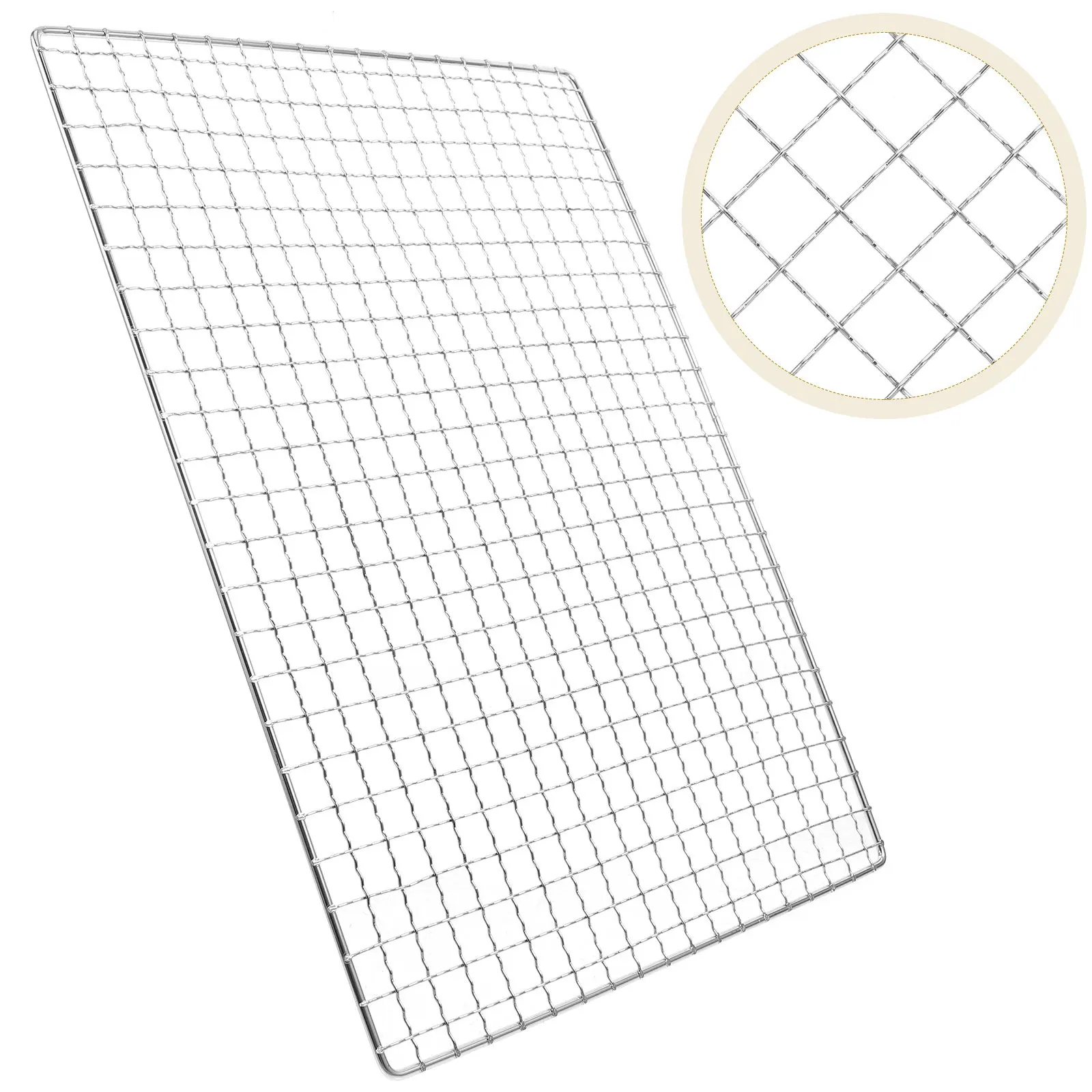 Rectangular Bbq Grill Net Iron Non Stick Heat Resistant Outdoor Cooking Grill Mesh Barbecue Grate for Meat Vegetables Fish