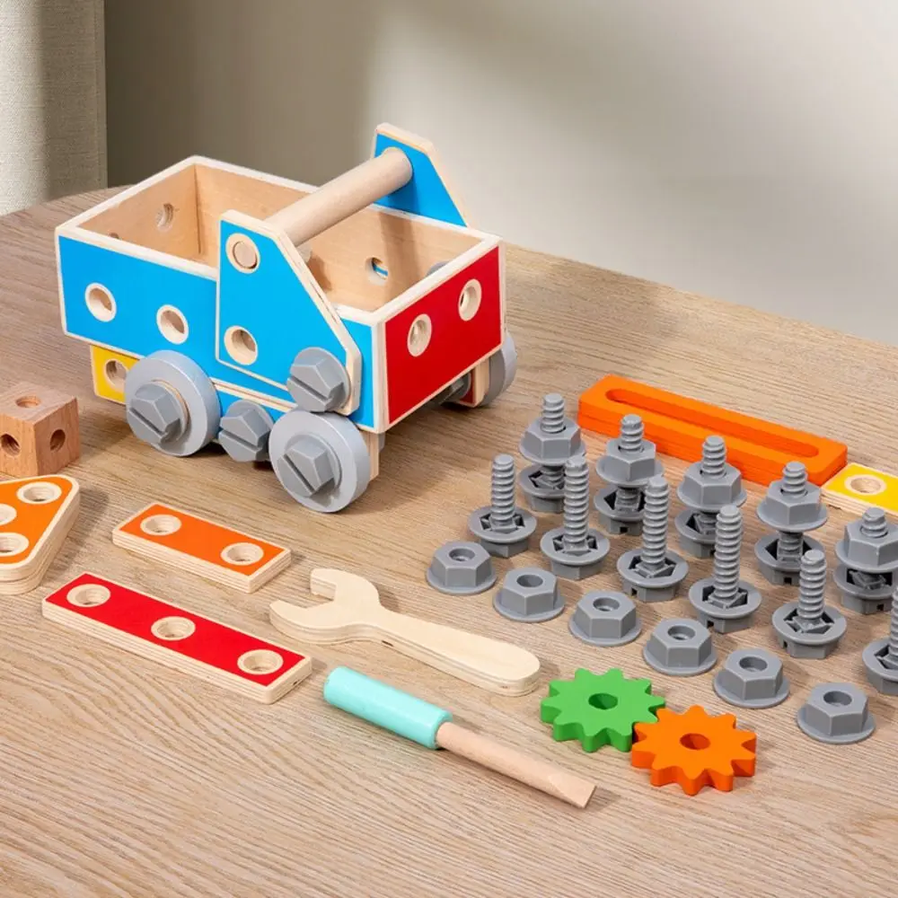 wood-puzzle-nut-assembly-montessori-pretend-play-tools-detachable-screwdriver-assembly-car-simulated-early-education