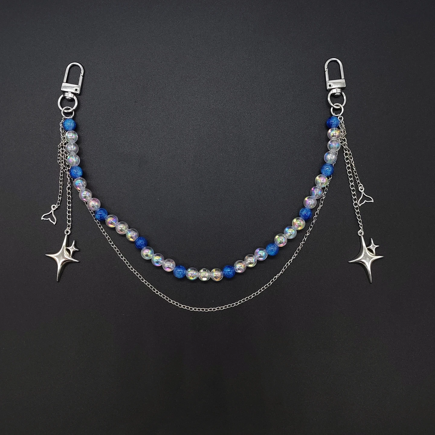 Detachable ITA Bag Double Chain Iridescent Bead Tail Pendant DIY Bag Decorative Chain Pain Bag Charm Fashion Waist Chain