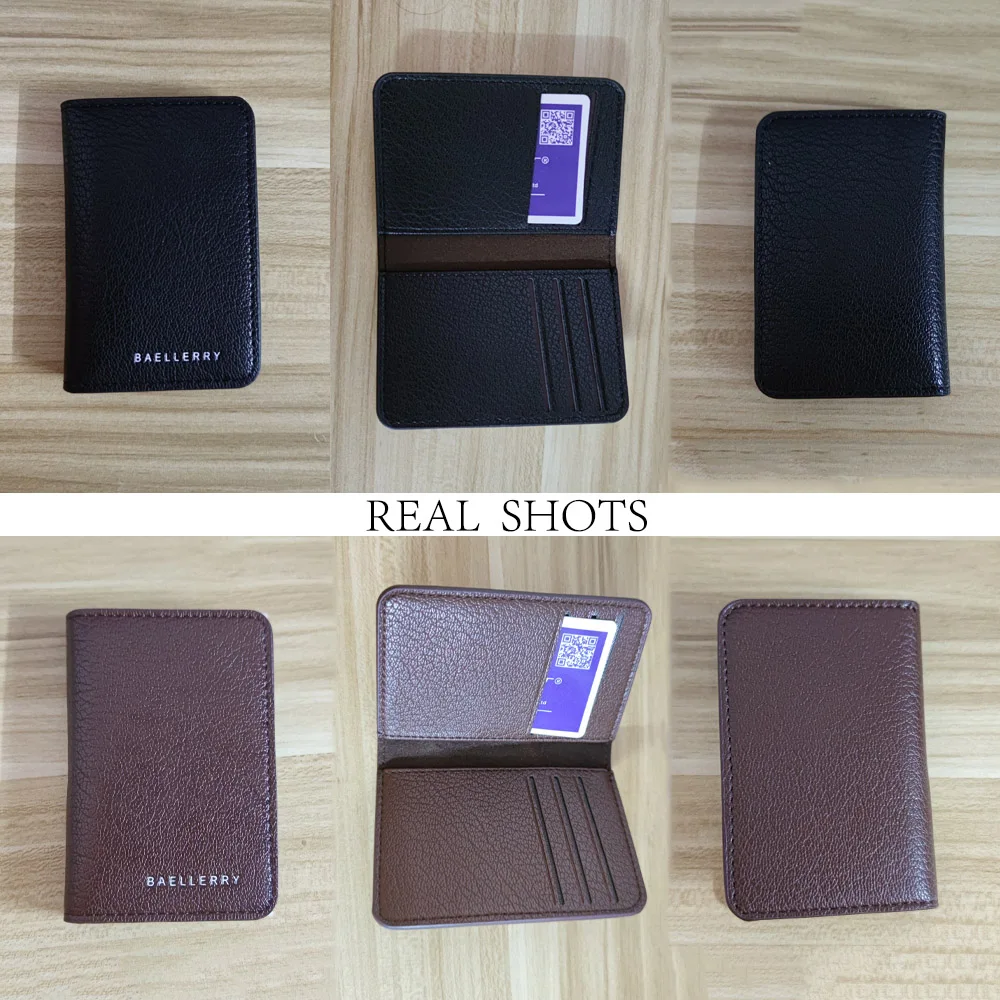 Baellerry Slim Compact Card Holder Wallet Men Soft Leather Mini Credit Card Holders Wallet for Men Small ID Card Case Cardholder