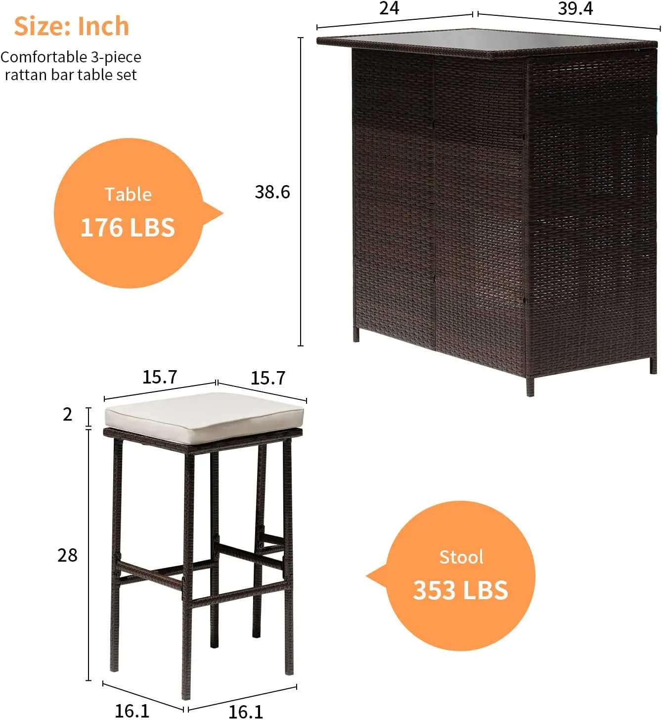 Rieten Terrasmeubilair 3-delige Patio Set Stoelen Rieten Outdoor Rotan Conversatie Sets Bistro Set Salontafel