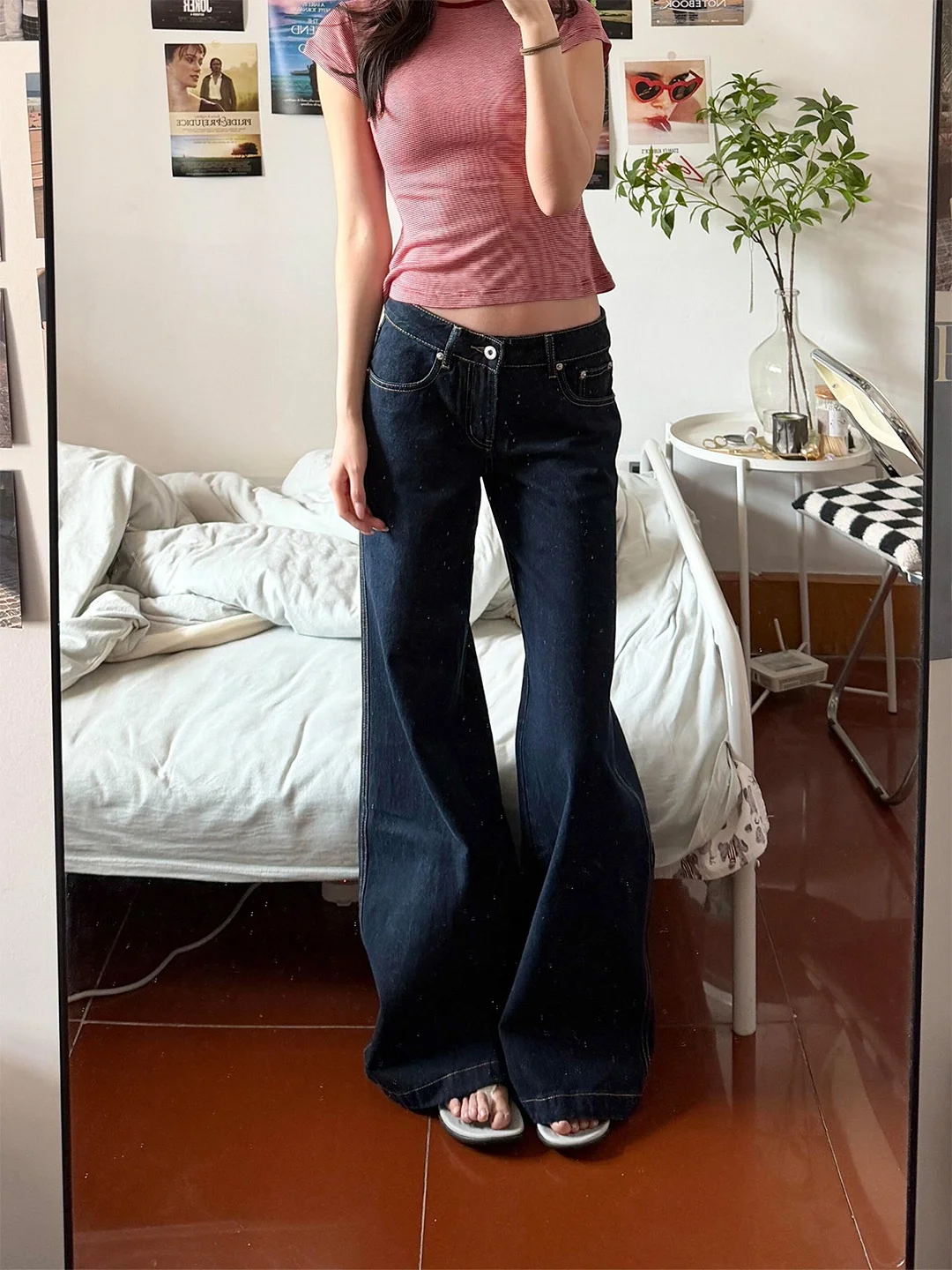 

Low Waist Distressed Denim Jeans Women's Loose Fit Wide Leg Pants American Style Floor Length Trousers Summer New Arrival