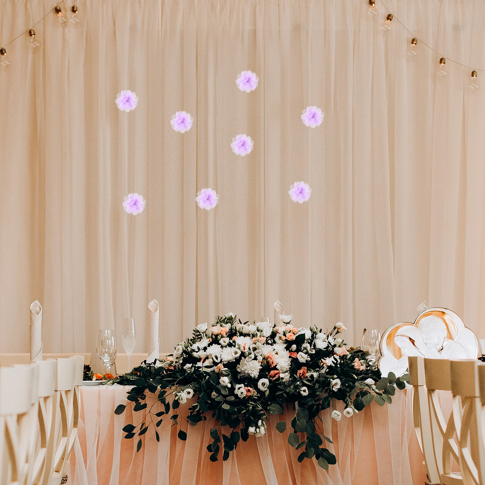 

10Pcs Flower Heads Artificial Mesh Decorative Fake Flowers for Wedding Party Shower DIY Craft Material Durable Reusable