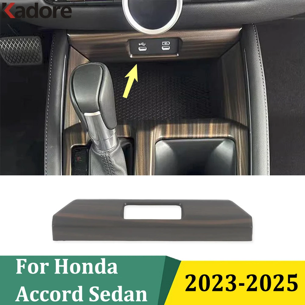 

For Honda Accord Sedan 2023 2024 2025 Carbon Fiber Front Center USB Charger Port Panel Cover Trim Car Interior Accessories