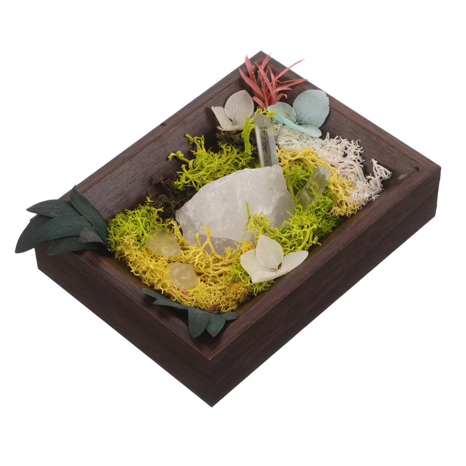 

Crystal Decor Wood Frame Ornament Flower Stone Photo Frame For Tabletop Desktop Display Home Office Living Room Indoor