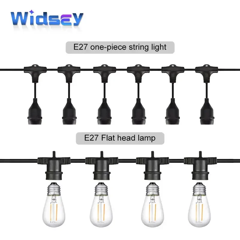 E27 LED Zewnętrzne wodoodporne złącze uszczelniające z linią świetlną e27 Gwintowany uchwyt lampy 2-pinowy przewód zasilający do farmy ogrodowej