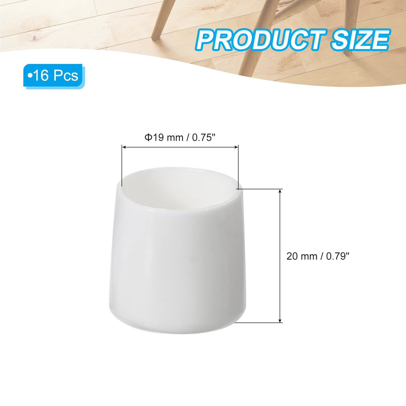 uxcell 16 Pcs Round Rubber Chair Leg Cap Tip 3/4