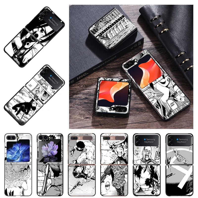 Hard Phone Cases Luxury High-Rise Invasion Manga Cover for Samsung ZFlip6 5G Galaxy Z Flip5 Flip4 Flip3 Flip 6 5 4 Shell Fundas