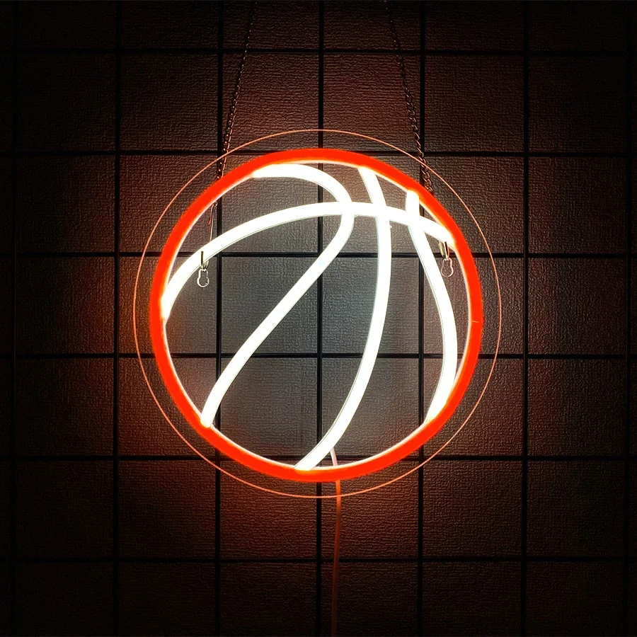 Basketball Neon Sign for Wall Decor,Ball LED Light Aesthetic Sports Room Sign for Bedroom Game Room Decor Basketball Fans Gift