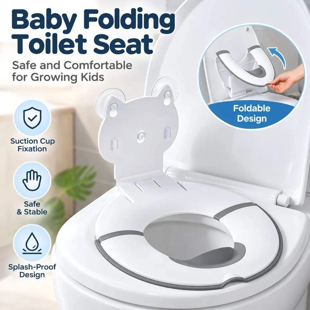Splash-proof Baby Folding Potty Seat Flip-Top Adjustable Toddler Toilet Seat Cover Portable Universal Baby Potty Training Seat