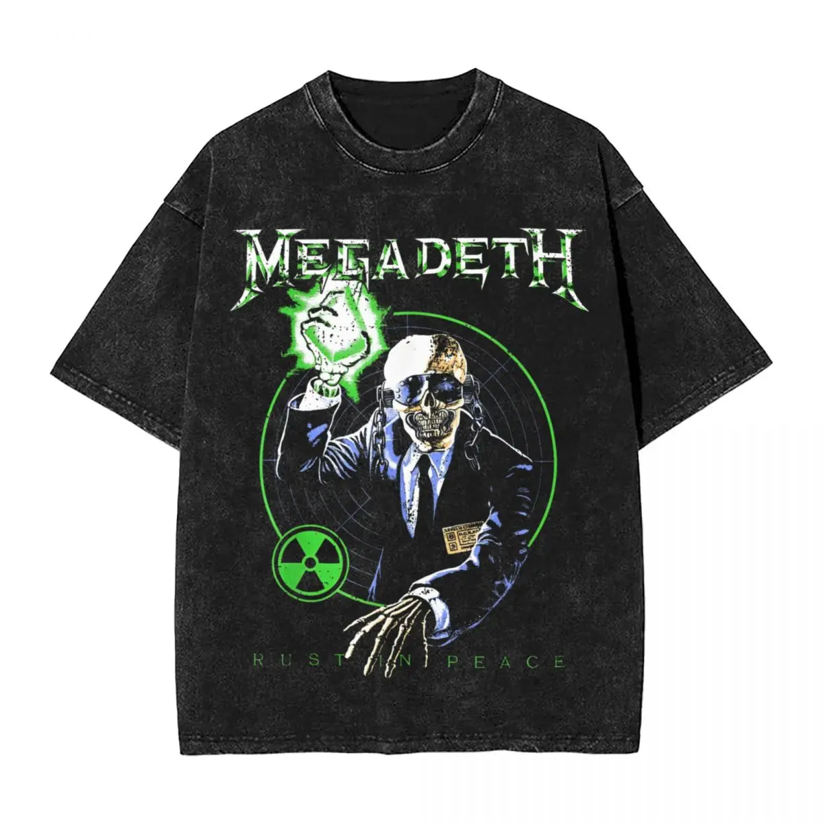 Rust In Peace Target Rock Band Washed T Shirts Streetwear Hip Hop Fashion T-Shirt Megadeths Tees Tops Men Women Graphic Printed