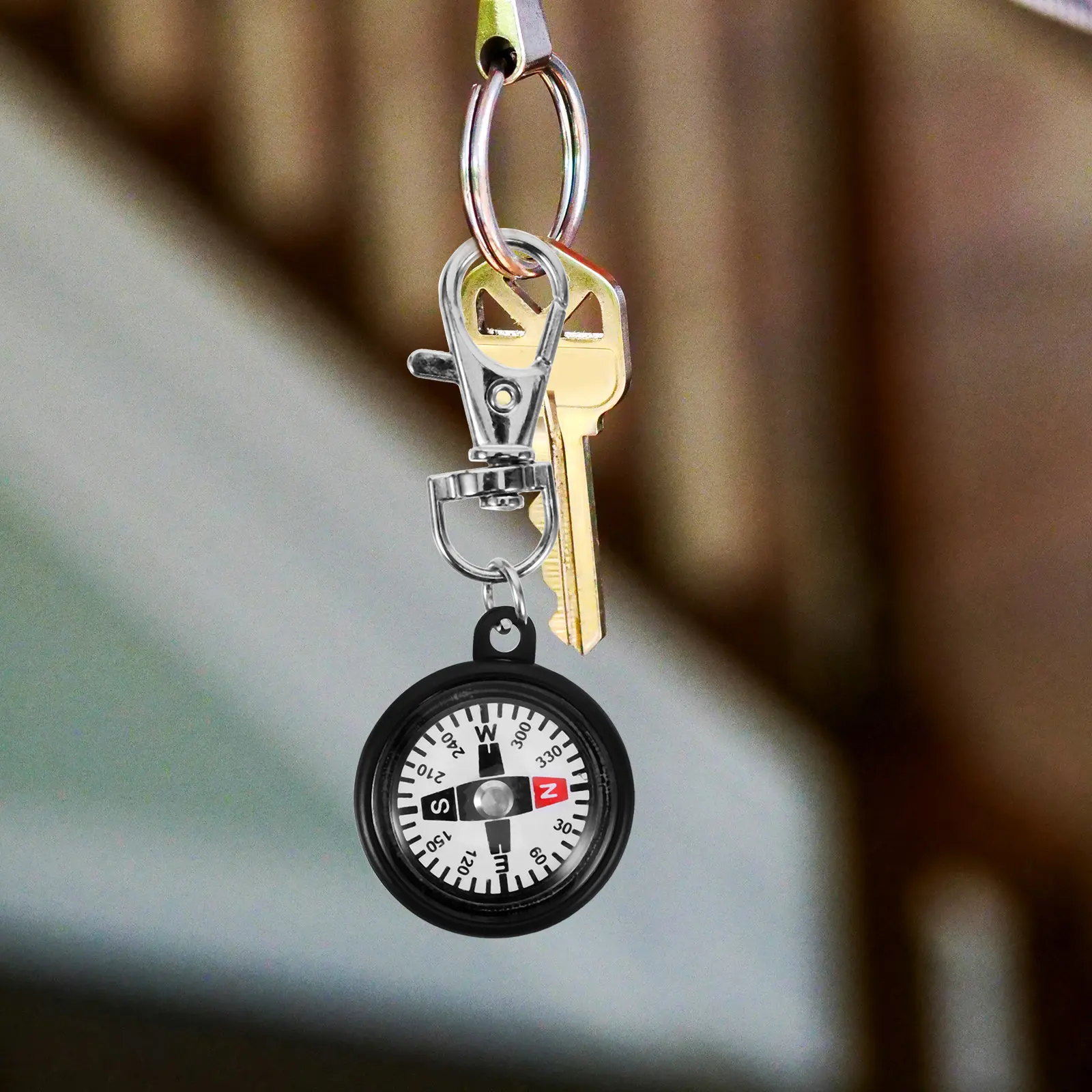 Compass Keychain Mini - Kompas Saku Plastik Gantungan Kunci Mini