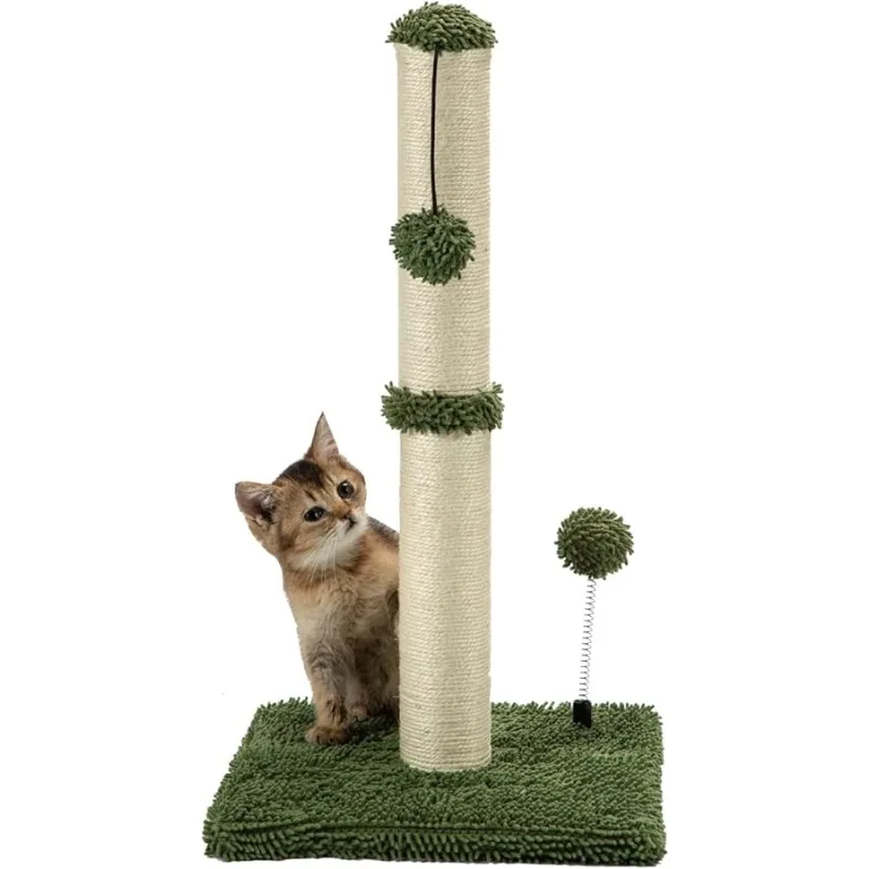 

MECOOL Cat Scratching Post Premium Basics Kitten Scratcher Sisal Scratch Posts with Hanging Ball 22in for Kittens or Smaller Cat