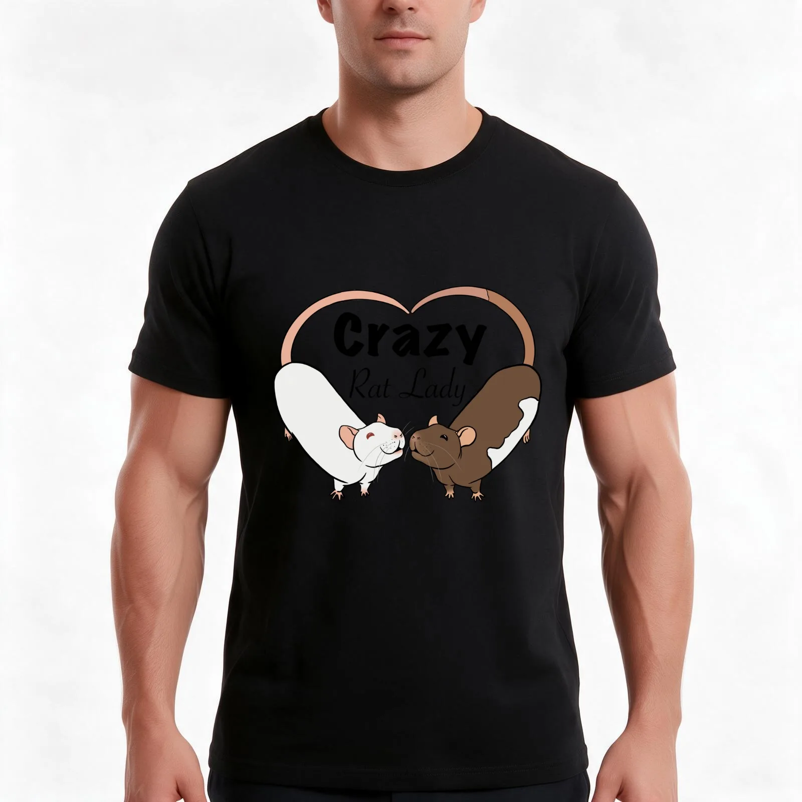 Crazy Rat Lady Design T-Shirt, Summer Casual Cotton Tee, Oversized Streetwear Tops, Vintage Graphic Print, Unisex Men Women
