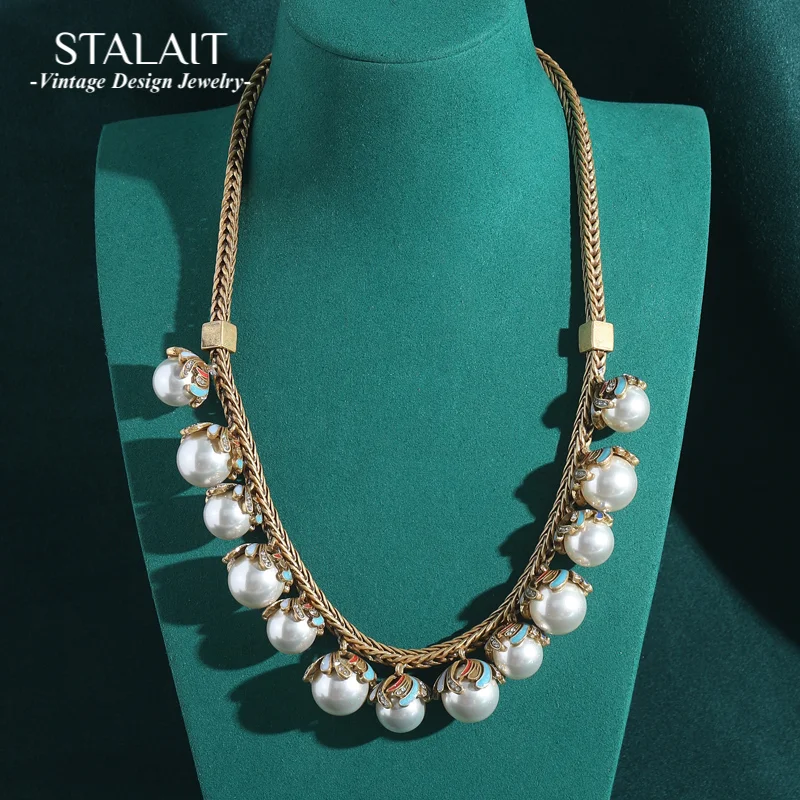 

Винтажное колье-чокер с пресноводным жемчугом, свадебная цепочка, женское колье, ювелирные изделия цвета античного золота, вечернее платье, высокое качество