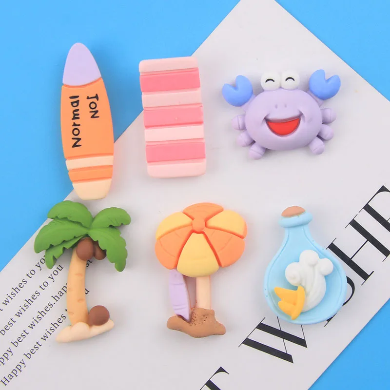 

10Pcs Beach Umbrella Resin Cabochon Flatback DIY Scrapbooking Decoration Craft Coconut Tree Surfboard Resin Accessories Kids