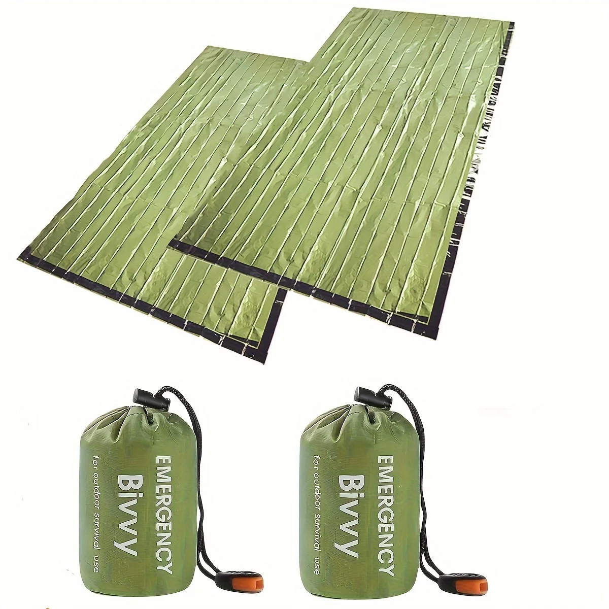 خيمة كيس نوم برتقالي وأخضر، بطانية طوارئ ذهبية وفضية، عازلة ومقاومة للماء للتعامل مع الطقس المفاجئ #1