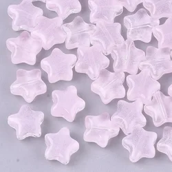 20 pc Transparent Spray Painted Glass Beads Star Imitation Jelly Pink 8x8x4mm Hole: 0.8~1mm