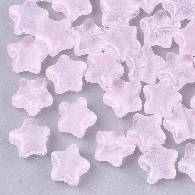 20 szt. Przezroczyste koraliki szklane malowane natryskowo gwiazda imitacja galaretki różowe 8x8x4mm otwór: 0,8 ~ 1mm