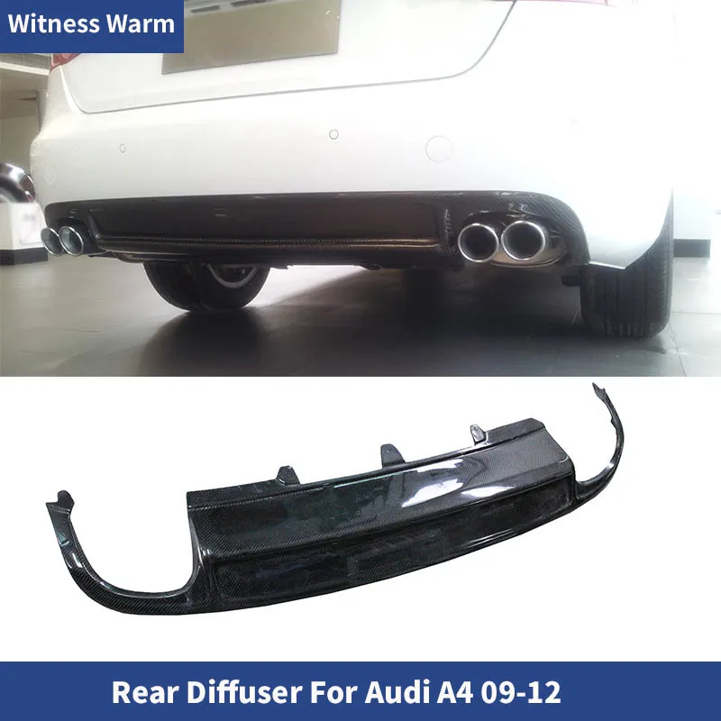 for A4 S4 Style Rear Bumper Diffuser Lip Spoiler for Audi A4 B8 Standard Bumper 2009 2011 2011 2012 Carbon Fiber Rear Diffuser