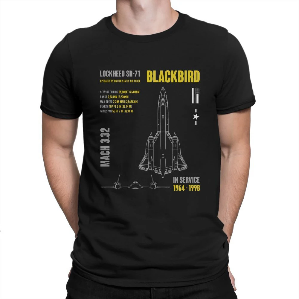 Airplane Lover Lockheed SR-71 Blackbird Military Aircraft TShirt Men Gothic Casual O-neck Cotton T Shirt Harajuku Streetwear