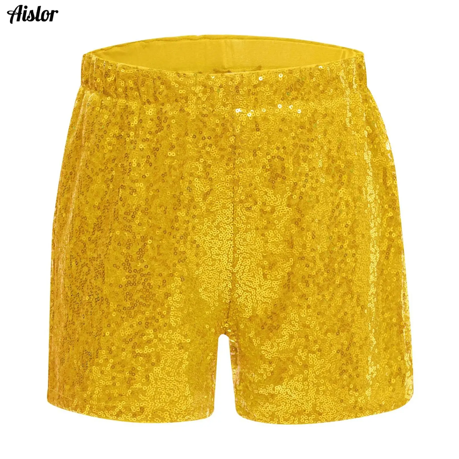 

Kids Girls Dance Short Sparkly Sequins Elastic Waistband Boxer Shorts for Ballet Jazz Dance Cheerleading Performance Competition