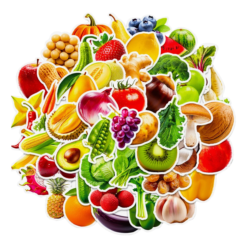 

Fruit Vegetable Stickers Kids Educational Activity Easy Peel Stick Decorative Crafts Water Bottles Journals for Children