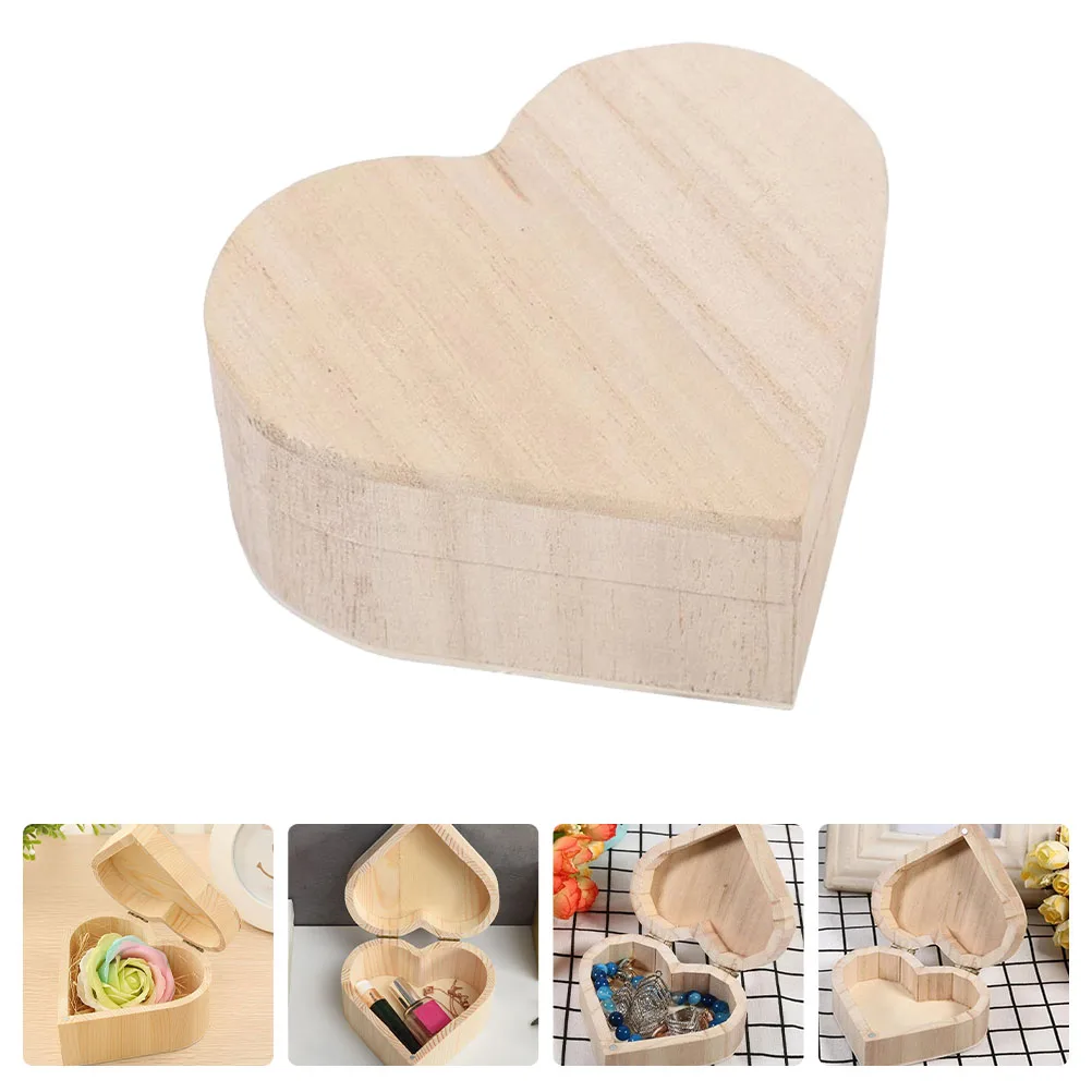 

Wood Heart Jewelry Storage Organizer Heart-Shaped Ring Box For Gifts Home Decor Dry Wood Heart Box Flowers Led Light Use