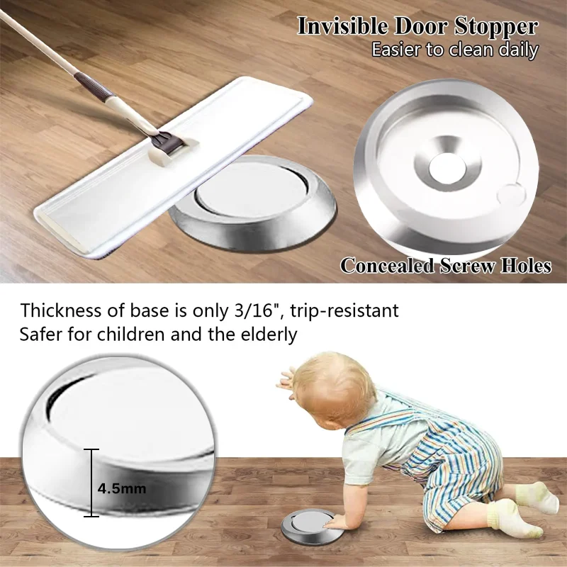 Strong Magnetic Punch Free Door Stopper Anti-collision Invisible Zinc Alloy Door Holders Catch Floor Mounted Nail-free Door Stop