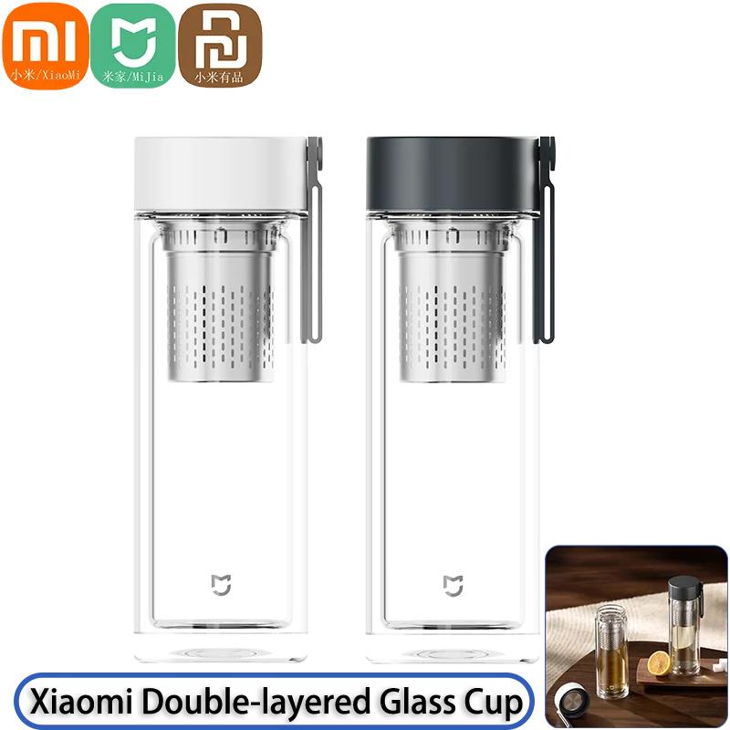 Mijia Double-layer Glass Portable Coffee Cup 316L Stainless Steel Material Independent Tea Storage Explosion-proof 400ml Mi Cup