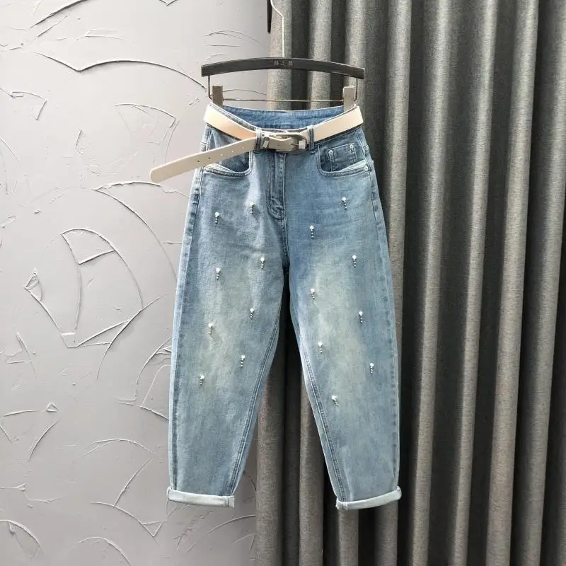 High waisted Jeans Female Harun Pants 2026 Spring Autumn Versatile Loose Fashion Nine cent pants Women\'s Casual Denim Trousers