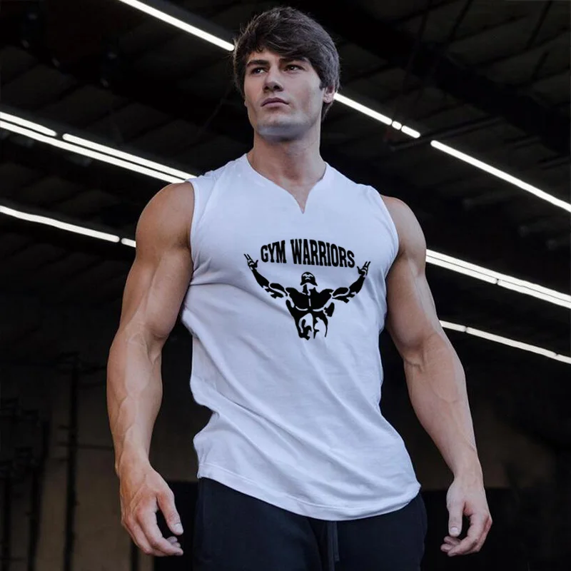 

Mens Gym Clothing Cotton V Neck Bodybuilding Tank Tops Workout Sleeveless T Shirts Sportswear Running Fitness Muscle Singlets