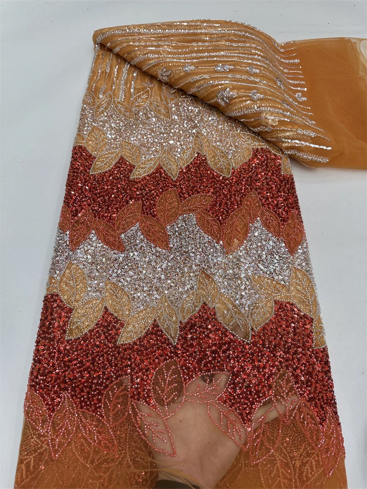 Tessuti di pizzo africano francese con paillettes 2025 Pizzo di perline di alta qualità Abito da sposo nigeriano ricamato Materiale per cucito da festa RF