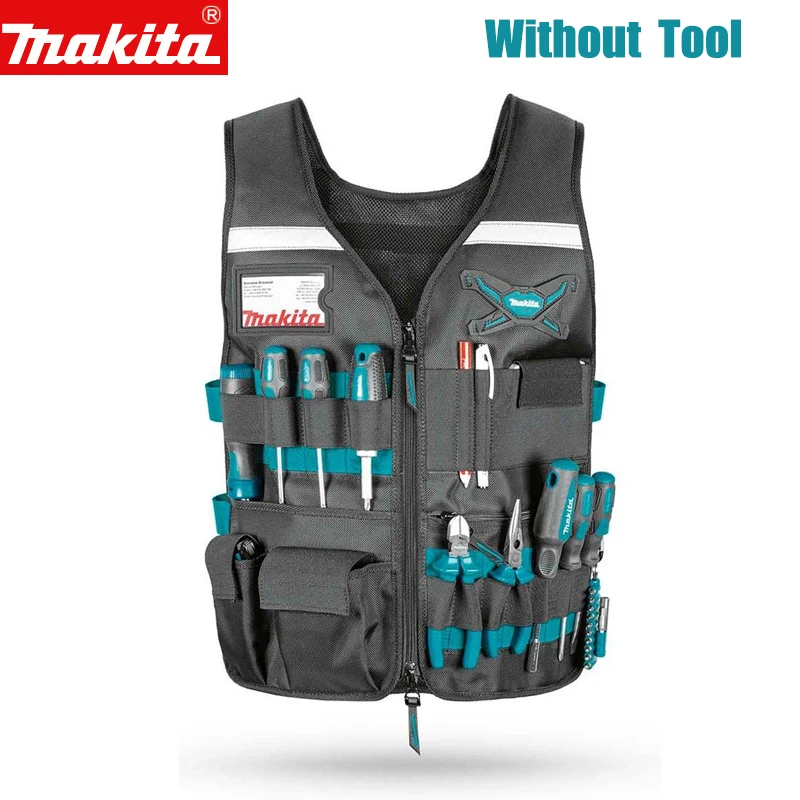 Makita E-05636 Electrician Carpenter Work Vest Multi-functional Electrician Hardware Storage Bag Tool Vests Adjustable Pockets