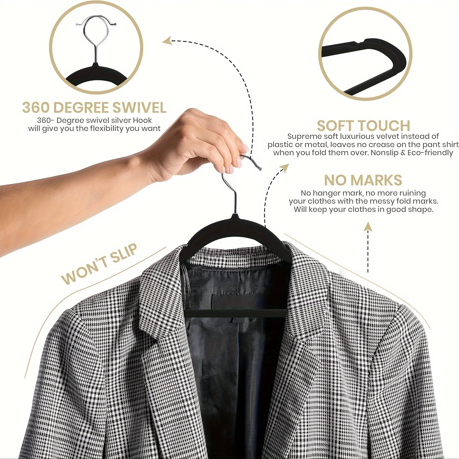 Velvet Hanger Set with Heavy-Duty Non-Slip Grip – Space-Efficient Design for Coats, Pants, and Dresses – & Shop Essent